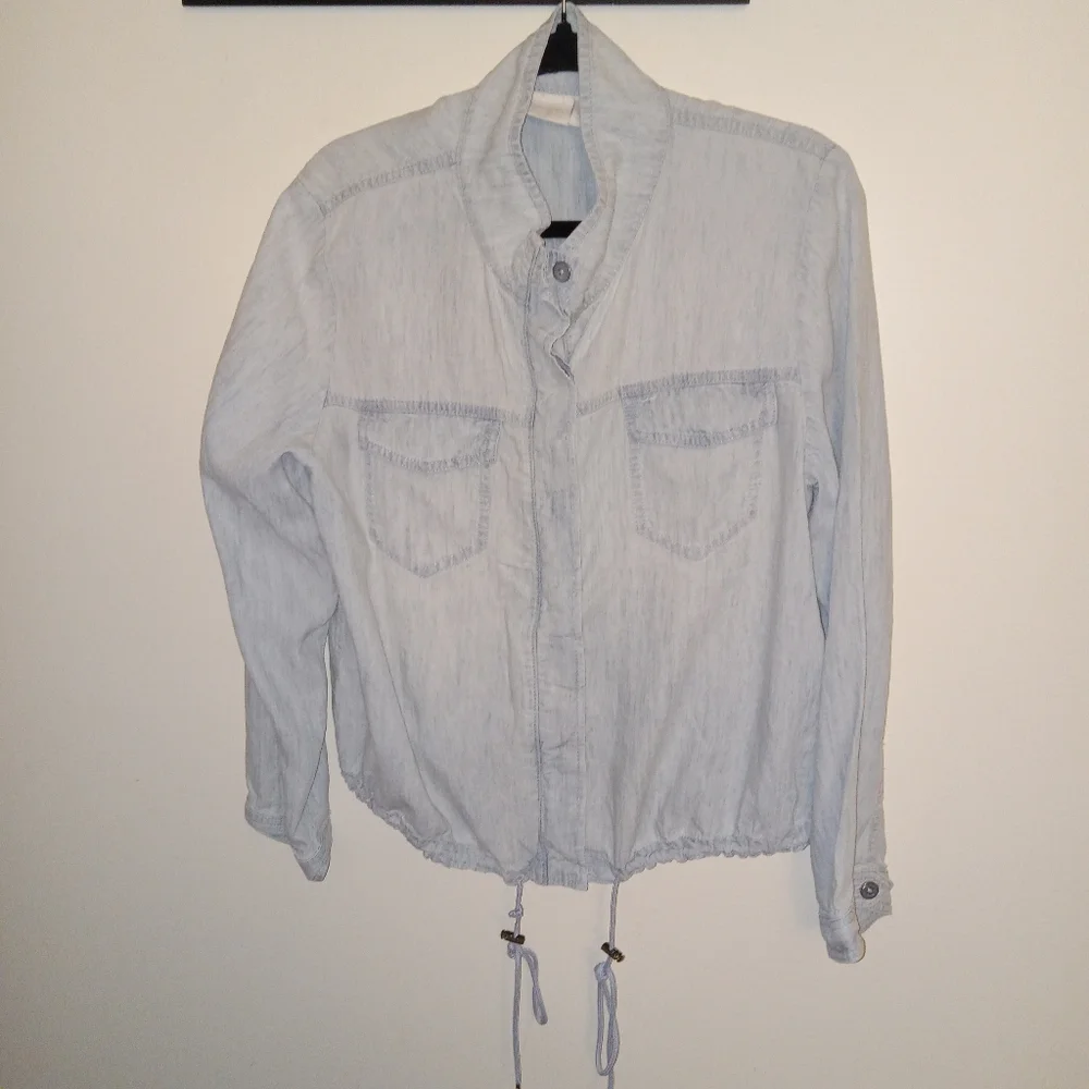 Chicos Blue Linen Blend Jacket 2 Large - Picture 3 of 8